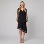 Matilda | Sheer Sleeve Evening Dress by Vera Noir – in black