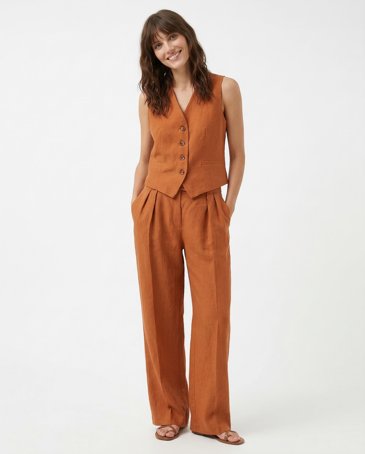 Maverick Linen Trouser Set – side view