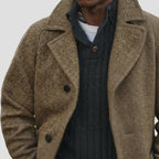 Vintage Herringbone Mid-Length Suit Coat – back view