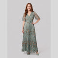 Melisande | Floral Embroidered Sheer Evening Gown by Vera Noir – front view