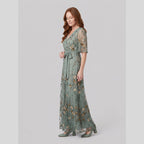 Melisande | Floral Embroidered Sheer Evening Gown by Vera Noir – side view