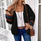 Mona Striped Lantern Sleeve Cardigan back view showing fit