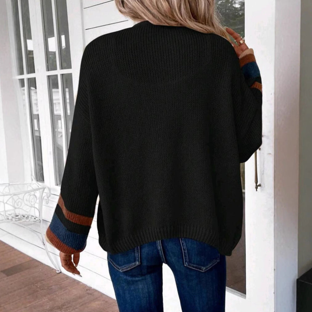 Mona Striped Lantern Sleeve Cardigan styled outfit