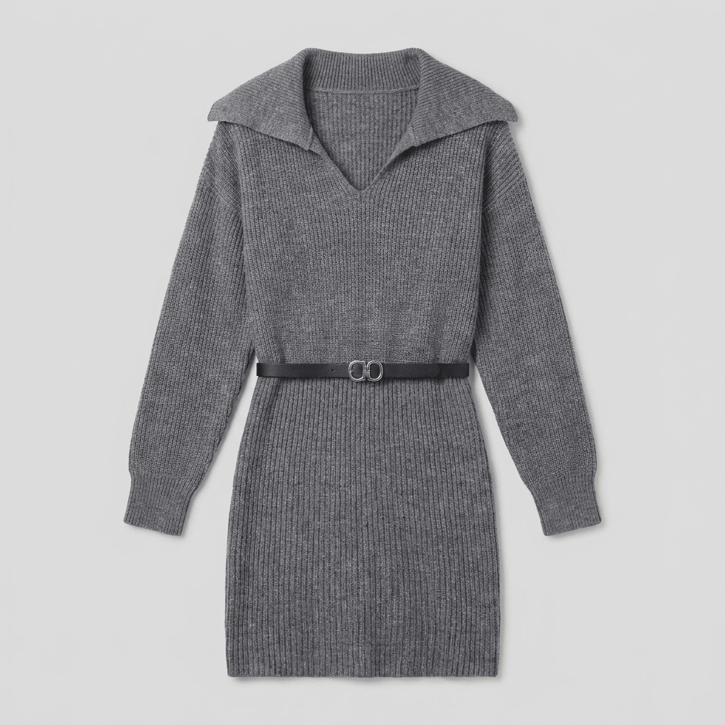 Natasja | Long-Sleeve Soft Jersey Knit Dress by Vera Noir – detail view