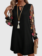 Neravira plunge-neck dress with sheer sleeves, back view