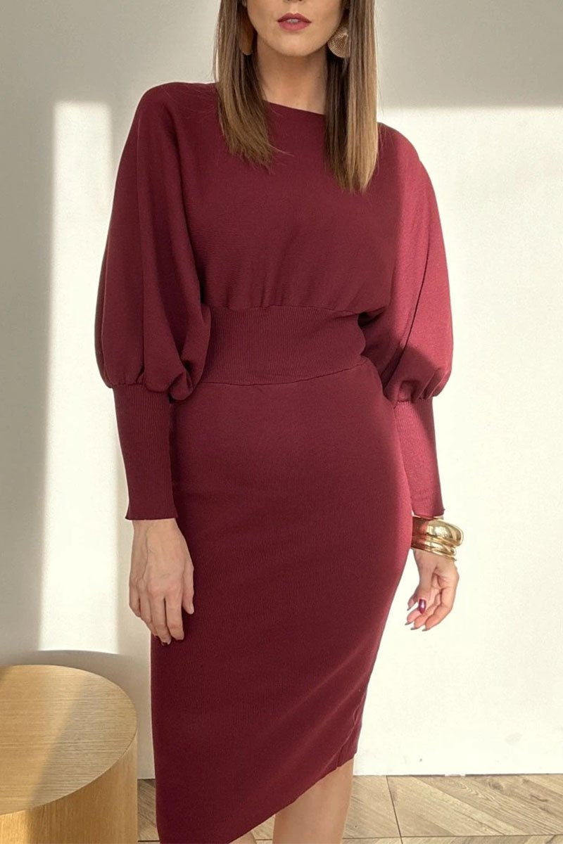 Nolavine Balloon Sleeve Knit Midi Dress – side view