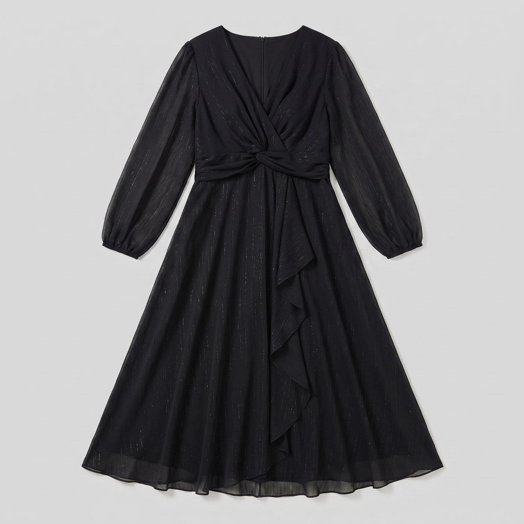 Noor | Twist-Knot Chiffon Dress by Vera Noir – front view
