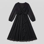 Noor | Twist-Knot Chiffon Dress by Vera Noir – front view