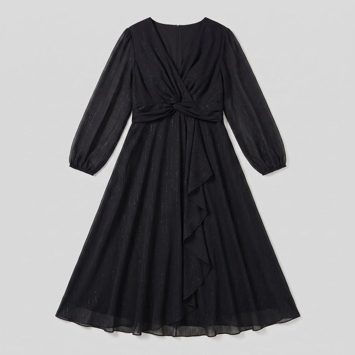 Noor | Twist-Knot Chiffon Dress by Vera Noir – front view