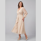 Noor | Twist-Knot Chiffon Dress by Vera Noir – in champagne