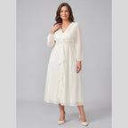 Noor | Twist-Knot Chiffon Dress by Vera Noir – in cream