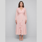 Noor | Twist-Knot Chiffon Dress by Vera Noir – in pink