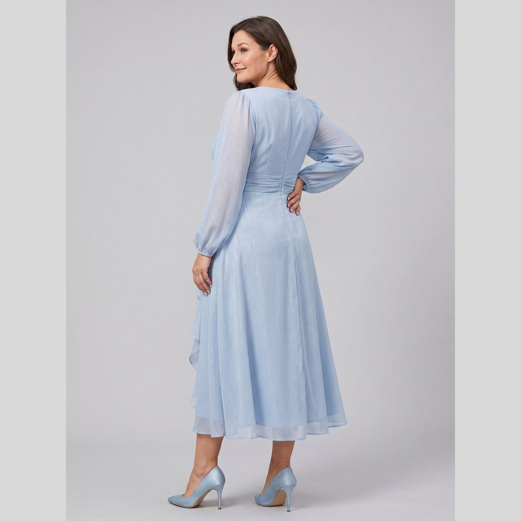 Noor | Twist-Knot Chiffon Dress by Vera Noir – in sky blue