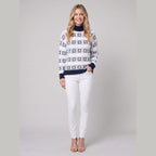 Nordic Snowflake Knit Sweater in blue – front view