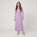 Nori | Ribbed Knit Maxi Dress with Bell Sleeves by Vera Noir – in violet