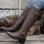 Odalys | Classic Riding Knee-High Boots – side view in dark brown