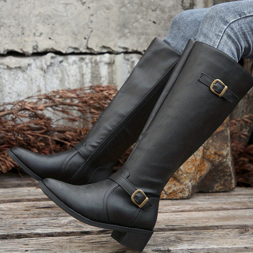 Odalys | Classic Riding Knee-High Boots – side view in black