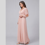 Odile | Chiffon Gown with Beaded Waist by Vera Noir – in pink