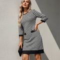 Olyra Houndstooth Midi Dress – back view