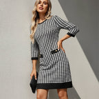 Olyra Houndstooth Midi Dress – back view