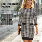 Olyra Houndstooth Midi Dress – detail view