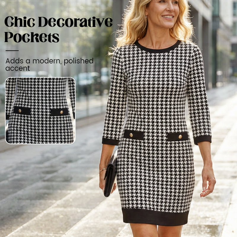 Olyra Houndstooth Midi Dress – detail view