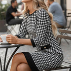 Olyra Houndstooth Midi Dress – styled view