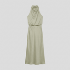 Ombline | Floor-Length Satin Halter Gown by Vera Noir – detail view