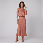 Ombline | Floor-Length Satin Halter Gown by Vera Noir – in salmon