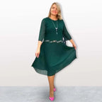 Oralissea Chic Midi Dress with Round Neck – back view
