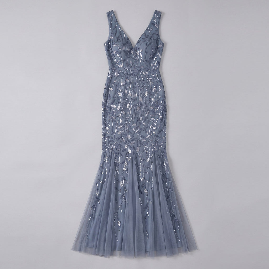 Oriana | Sequin Fishtail Gown by Vera Noir – detail view