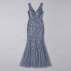 Oriana | Sequin Fishtail Gown by Vera Noir – detail view