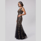 Oriana | Sequin Fishtail Gown by Vera Noir – in black and gold