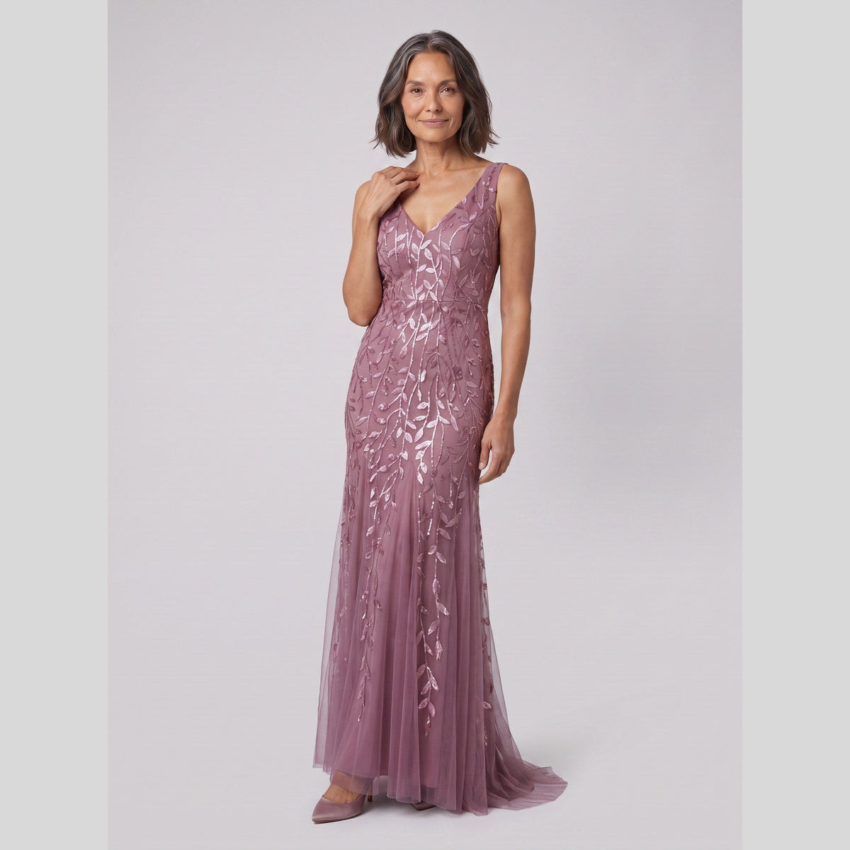 Oriana | Sequin Fishtail Gown by Vera Noir – in purple orchid