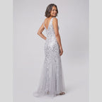 Oriana | Sequin Fishtail Gown by Vera Noir – in silver