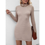Oriel | Ribbed Turtleneck Mini Dress – front view