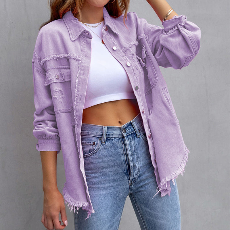 Ottilie Stylish Denim Jacket by Vera Noir – button-front detail