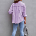 Ottilie Stylish Denim Jacket by Vera Noir – styled over a dress