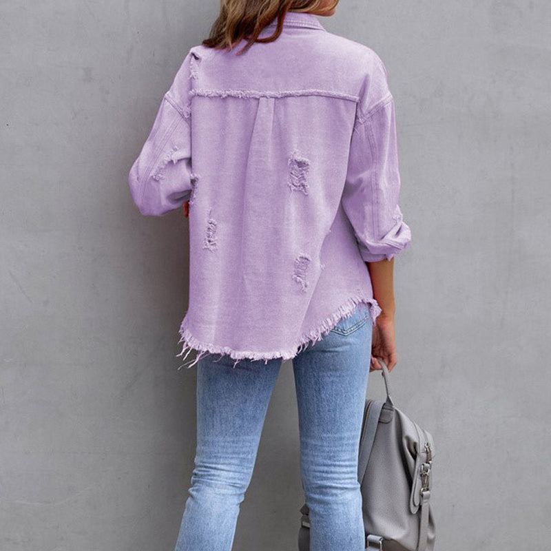 Ottilie Stylish Denim Jacket by Vera Noir – styled over a dress