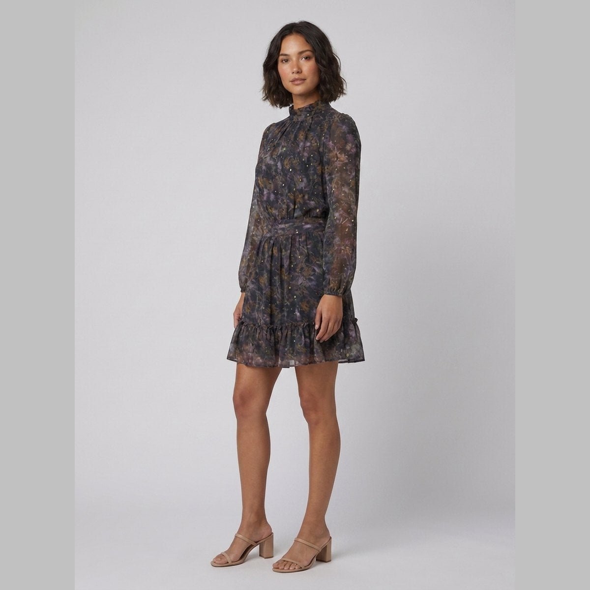 Ottoline | Printed Body-Skimming Dress in Black by Vera Noir – back view