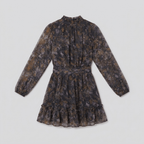 Ottoline | Printed Body-Skimming Dress in Black by Vera Noir – detail view