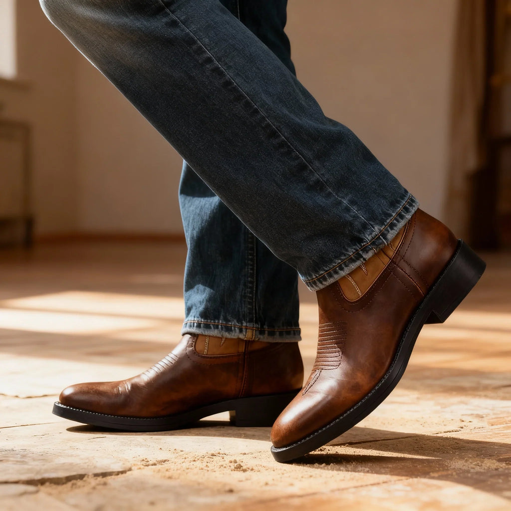 Owen Leather Cowboy Boots – close-up
