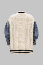 Petra Cable-Knit Denim Patch Pocket Cardigan by Vera Noir – detail view