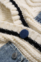 Petra Cable-Knit Denim Patch Pocket Cardigan by Vera Noir – styled view
