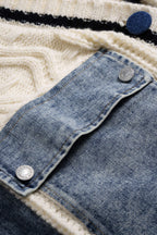 Petra Cable-Knit Denim Patch Pocket Cardigan by Vera Noir – side view