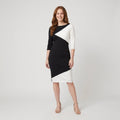 Philippa | Panelled Colourblock Midi Dress by Vera Noir – front view
