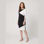 Philippa | Panelled Colourblock Midi Dress by Vera Noir – side view