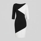 Philippa | Panelled Colourblock Midi Dress by Vera Noir – detail view