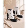 Prudence | Vintage Buttoned Ankle Boots – side view in black and white