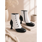 Prudence | Vintage Buttoned Ankle Boots – side view in black and white